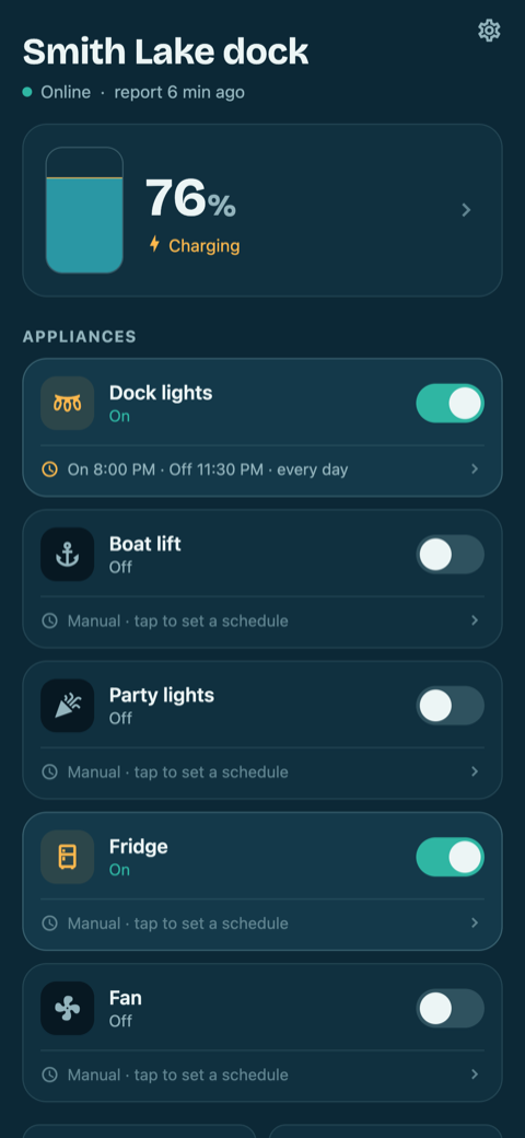 Dahlke Solar app dock dashboard