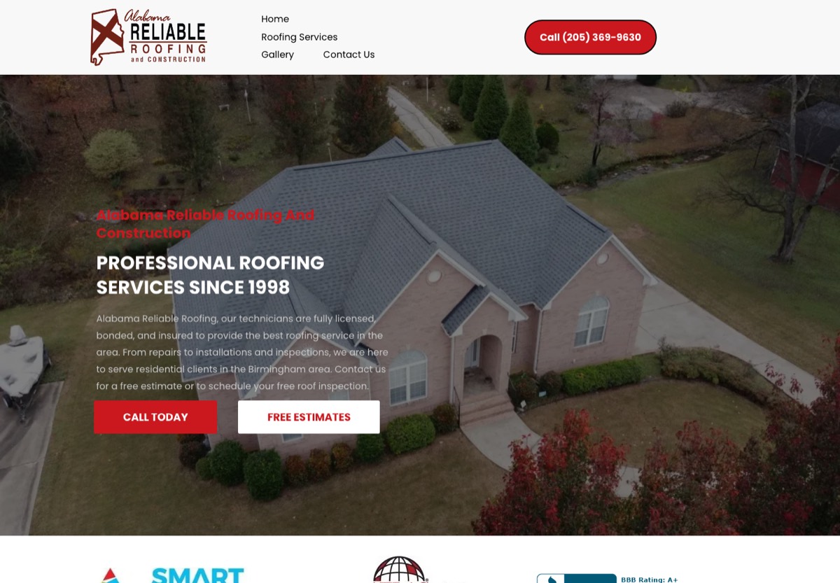 Alabama Reliable Roofing's previous website